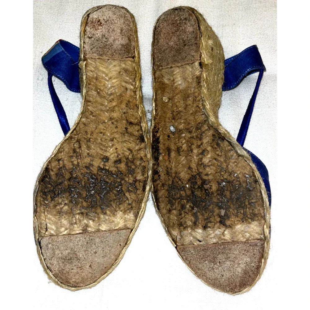 Lauren Ralph Lauren Blue Multicolor Striped Espadrille Sandals